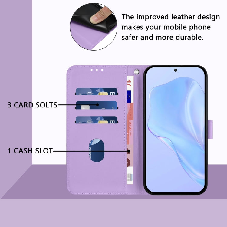 For Sony Xperia 5 VI 2024 Skin Feel Solid Color Leather Phone Case with Lanyard(Lavender Purple) - Sony Cases by buy2fix | Online Shopping UK | buy2fix