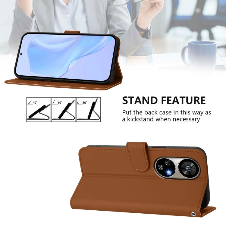 For Ulefone Note 17 Pro Skin Feel Solid Color Leather Phone Case with Lanyard(Brown) - Ulefone Cases by buy2fix | Online Shopping UK | buy2fix