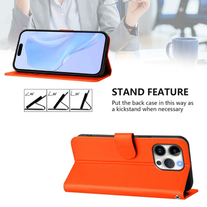 For iPhone 16 Pro Max Skin Feel Solid Color Leather Phone Case with Lanyard(Orange) - iPhone 16 Pro Max Cases by buy2fix | Online Shopping UK | buy2fix