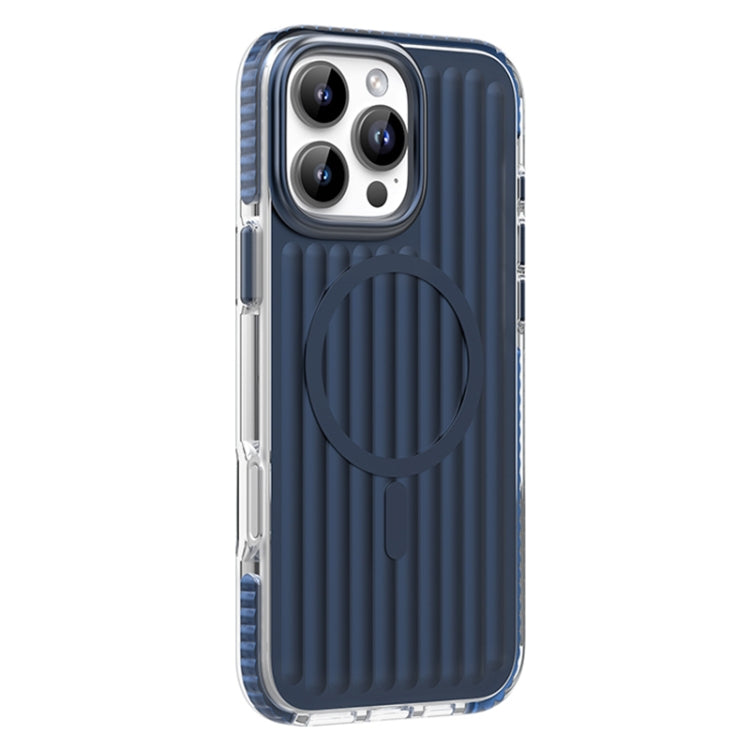 For iPhone 16 Pro Max Mutural Corrugated Texture Magsafe Magnetic Shockproof Phone Case(Blue) - iPhone 16 Pro Max Cases by Mutural | Online Shopping UK | buy2fix