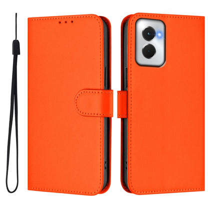 For Motorola Moto G Power 5G 2024 Skin Feel Solid Color Leather Phone Case with Lanyard(Orange) - Motorola Cases by buy2fix | Online Shopping UK | buy2fix