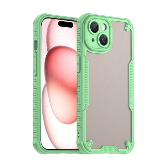 For iPhone 15 Armor Glaze PC Hybrid TPU Phone Case(Green) - iPhone 15 Cases by buy2fix | Online Shopping UK | buy2fix