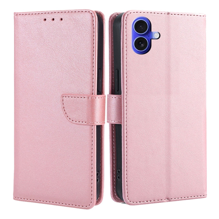 For iPhone 16 Plus Calf Texture Buckle Flip Leather Phone Case(Rose Gold) - iPhone 16 Plus Cases by buy2fix | Online Shopping UK | buy2fix