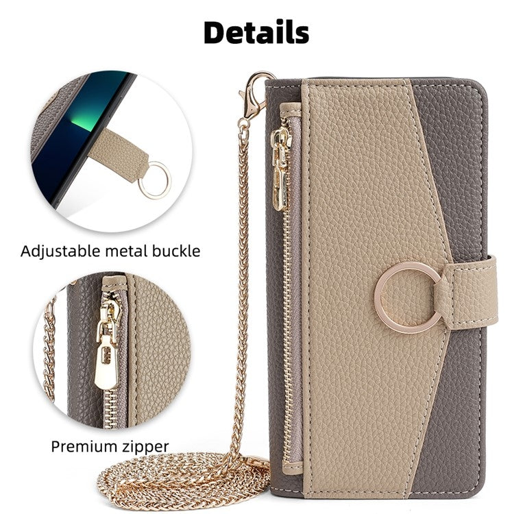 For iPhone 16 Pro Max Crossbody Litchi Texture Leather Phone Case(Grey) - iPhone 16 Pro Max Cases by buy2fix | Online Shopping UK | buy2fix