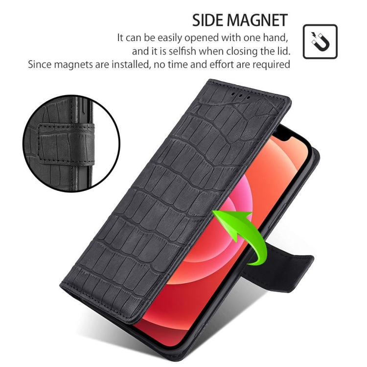 For iPhone 16 Skin Feel Crocodile Magnetic Clasp Leather Phone Case(Black) - iPhone 16 Cases by buy2fix | Online Shopping UK | buy2fix