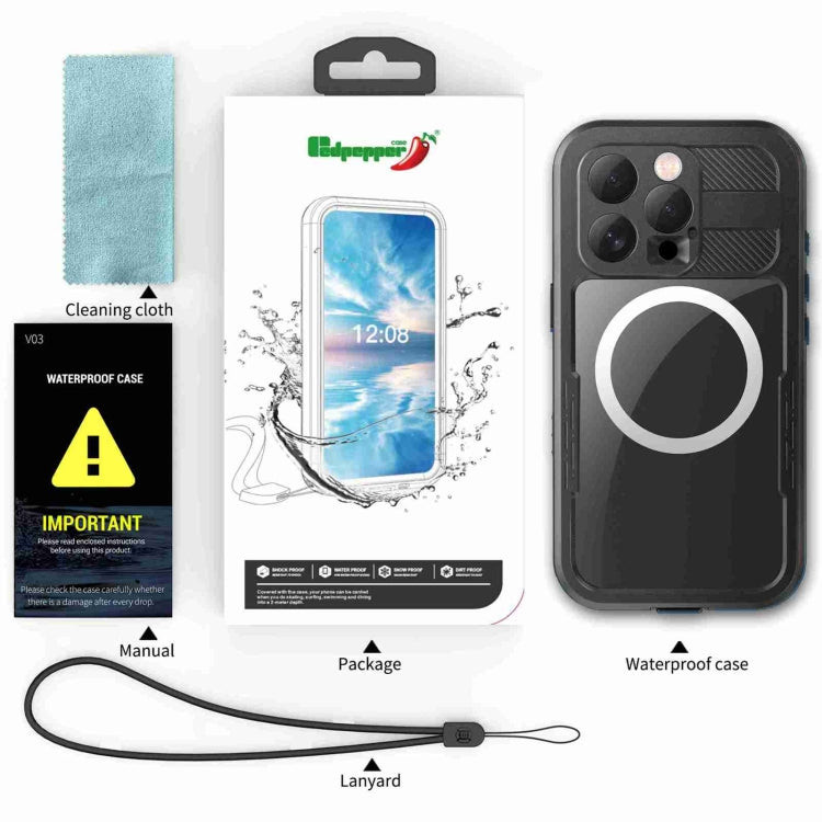 For iPhone 16 Pro Max RedPepper IP68 Waterproof Triple-proof MagSafe Phone Case(Black) - iPhone 16 Pro Max Cases by RedPepper | Online Shopping UK | buy2fix