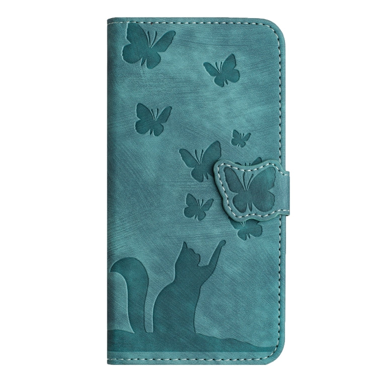 For Samsung Galaxy S25 5G Butterfly Cat Embossing Flip Leather Phone Case(Wathet) - Galaxy S25 5G Cases by buy2fix | Online Shopping UK | buy2fix