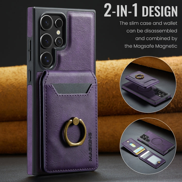 For Samsung Galaxy S24 Ultra 5G DG.MING K1 MagSafe Detachable Wallet RFID Back Cover Phone Case(Purple) - Galaxy S24 Ultra 5G Cases by DG.MING | Online Shopping UK | buy2fix