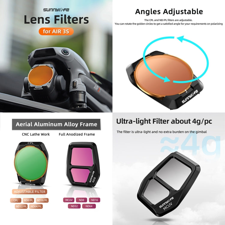 For DJI Air 3S Sunnylife Camera Lens Filter, Filter:CPL - Lens Filter by Sunnylife | Online Shopping UK | buy2fix