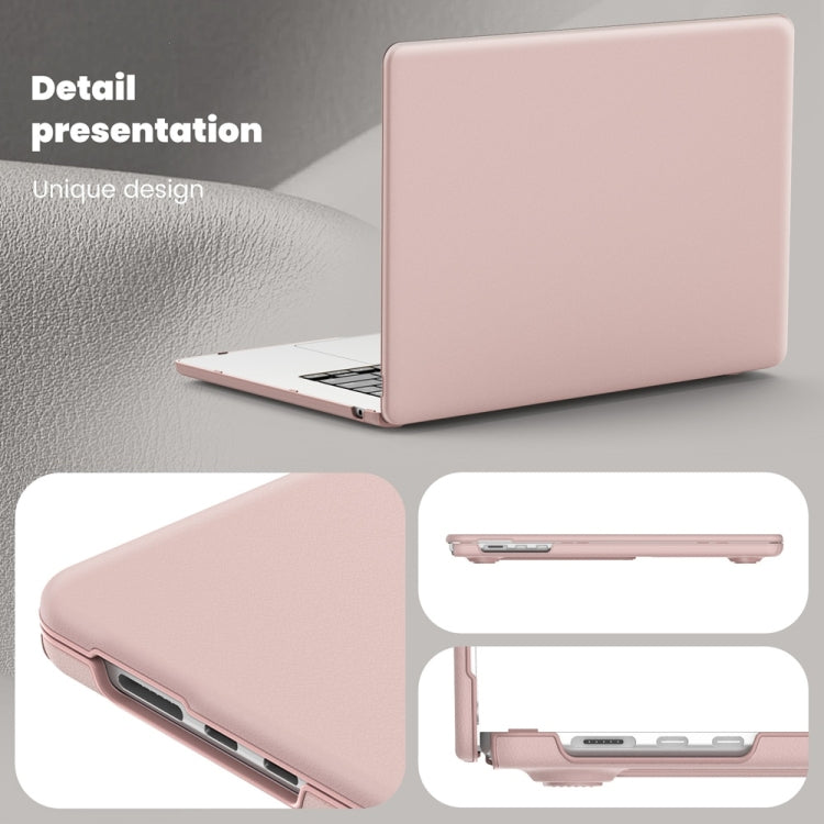 For MacBook Air 15.3 inch A3114 / A2941 Business Magnetic Holder PC + PU Laptop Protective Case(Pink) - MacBook Air Cases by buy2fix | Online Shopping UK | buy2fix