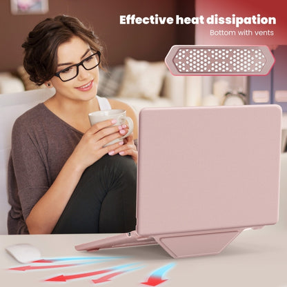 For MacBook Air 15.3 inch A3114 / A2941 Business Magnetic Holder PC + PU Laptop Protective Case(Pink) - MacBook Air Cases by buy2fix | Online Shopping UK | buy2fix