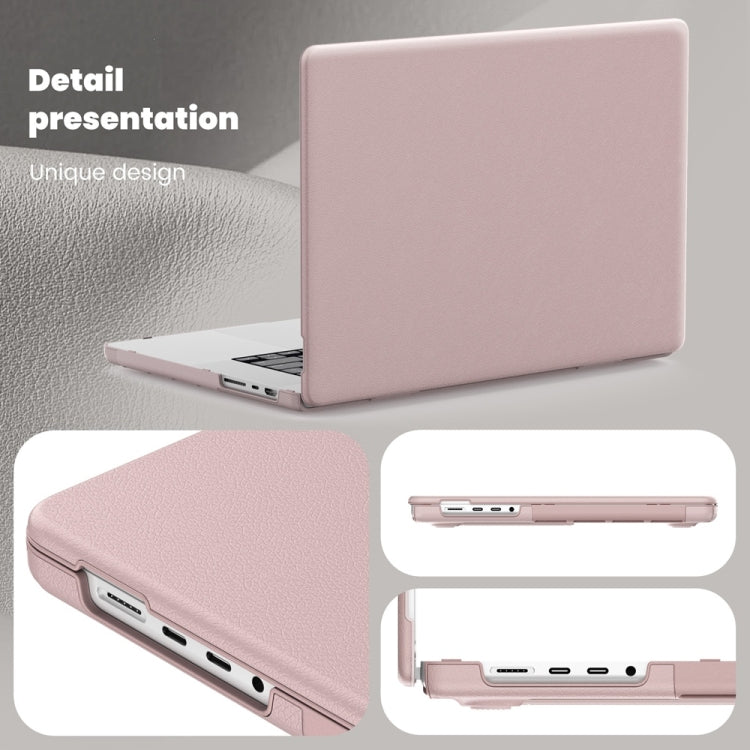 For MacBook Pro 16.2 inch A2991 / A2485 Business Magnetic Holder PC + PU Laptop Protective Case(Pink) - MacBook Pro Cases by buy2fix | Online Shopping UK | buy2fix