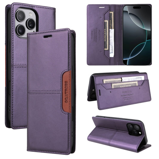 For iPhone 16 Pro Max GQUTROBE G01 RFID Anti-theft Leather Phone Case(Purple) - iPhone 16 Pro Max Cases by GQUTROBE | Online Shopping UK | buy2fix