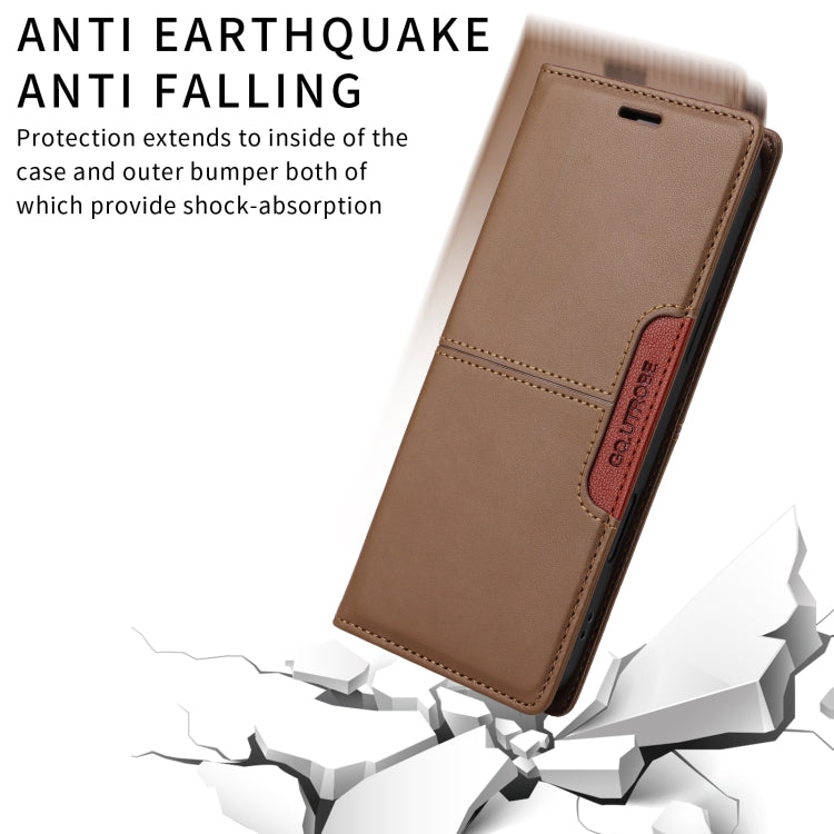 For iPhone 16 GQUTROBE G01 RFID Anti-theft Leather Phone Case(Brown) - iPhone 16 Cases by GQUTROBE | Online Shopping UK | buy2fix