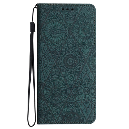 For Samsung Galaxy S25+ 5G Ethnic Embossed Adsorption Leather Phone Case(Blue) - Galaxy S25+ 5G Cases by buy2fix | Online Shopping UK | buy2fix