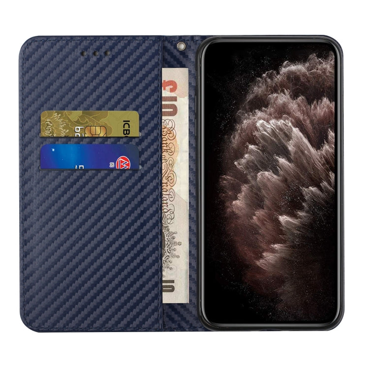 For Samsung Galaxy S25+ 5G Carbon Fiber Texture Magnetic Flip Leather Phone Case(Blue) - Galaxy S25+ 5G Cases by buy2fix | Online Shopping UK | buy2fix