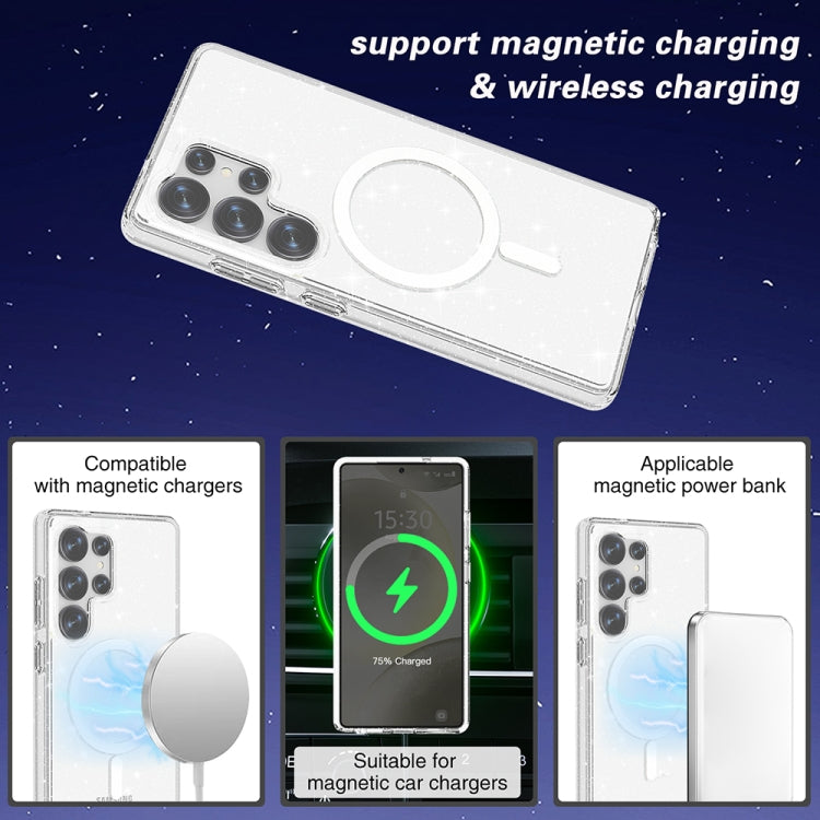 For Samsung Galaxy S25 Ultra 5G Terminator MagSafe Magnetic Phone Case(Glitter White) - Galaxy S25 Ultra 5G Cases by buy2fix | Online Shopping UK | buy2fix