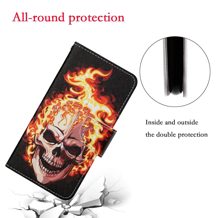 For Samsung Galaxy S25 Ultra 5G Colored Drawing Pattern Leather Phone Case(Flame Skull) - Galaxy S25 Ultra 5G Cases by buy2fix | Online Shopping UK | buy2fix