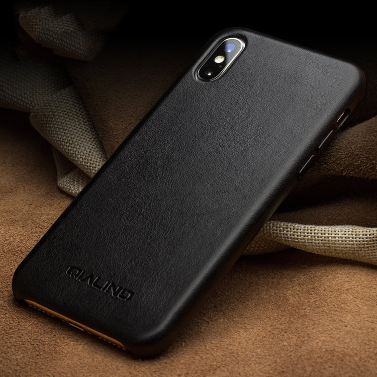 For iPhone XS Max QIALINO Shockproof Cowhide Leather Protective Case(Black) - More iPhone Cases by QIALINO | Online Shopping UK | buy2fix