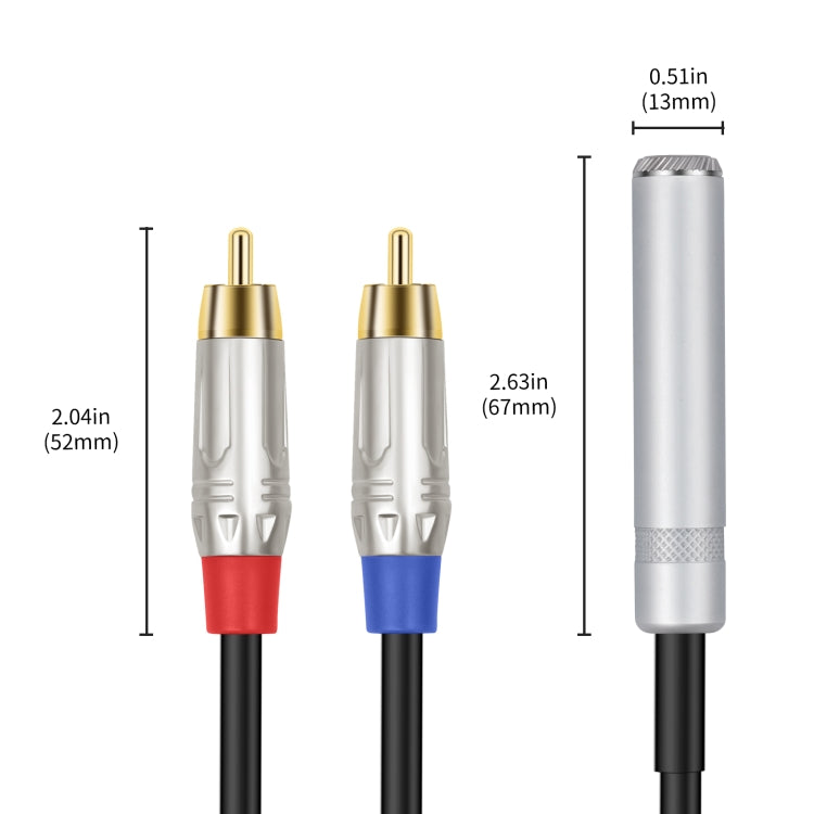 6.35mm 1/4 TRS Stereo Female to Dual RCA Male Y-type Audio Cable, Length:50cm - Microphone Audio Cable & Connector by buy2fix | Online Shopping UK | buy2fix