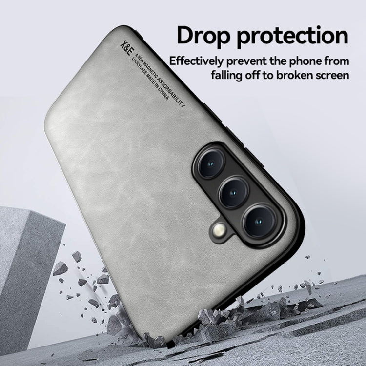 For Samsung Galaxy S25 Ultra 5G Skin Feel Magnetic Leather Back Phone Case(Dark Grey) - Galaxy S25 Ultra 5G Cases by buy2fix | Online Shopping UK | buy2fix