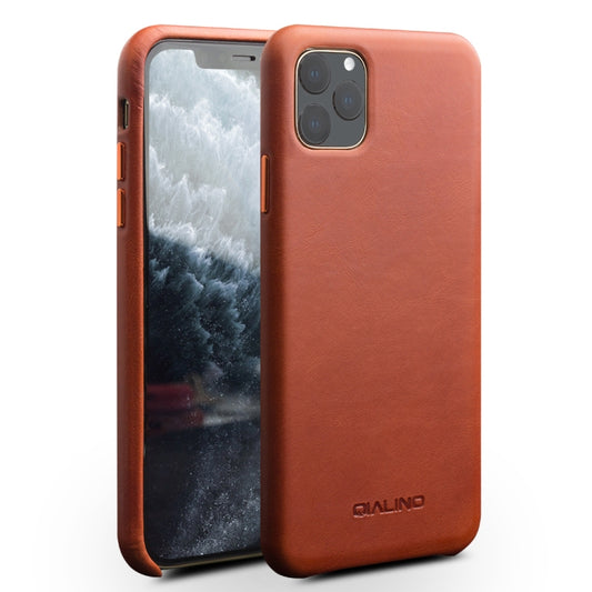 For iPhone 11 Pro QIALINO Shockproof Cowhide Leather Protective Case(Light Brown) - iPhone 11 Pro Cases by QIALINO | Online Shopping UK | buy2fix