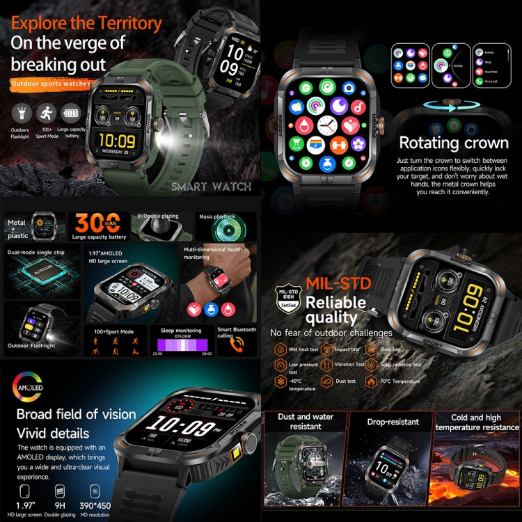 ZW69 1.97 inch AMOLED Outdoor Sports BT Call Smart Watch, Blood Oxygen / Heart Rate / Remote Photography / Sleep monitoring(Grey) - Smart Wristbands by buy2fix | Online Shopping UK | buy2fix