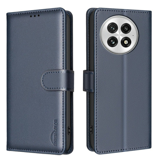 For OnePlus 13 Litchi Texture RFID Anti-theft Leather Phone Case(Blue) - OnePlus Cases by buy2fix | Online Shopping UK | buy2fix