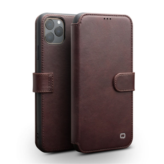 For iPhone 11 Pro QIALINO Business Magnetic Buckle Horizontal Flip Leather Case with Card Slots(Dark Brown) - iPhone 11 Pro Cases by QIALINO | Online Shopping UK | buy2fix