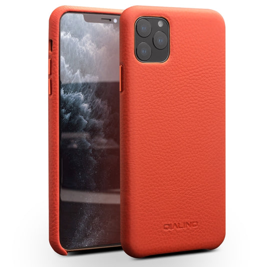 For iPhone 11 Pro QIALINO Shockproof Top-grain Leather Protective Case(Orange) - iPhone 11 Pro Cases by QIALINO | Online Shopping UK | buy2fix