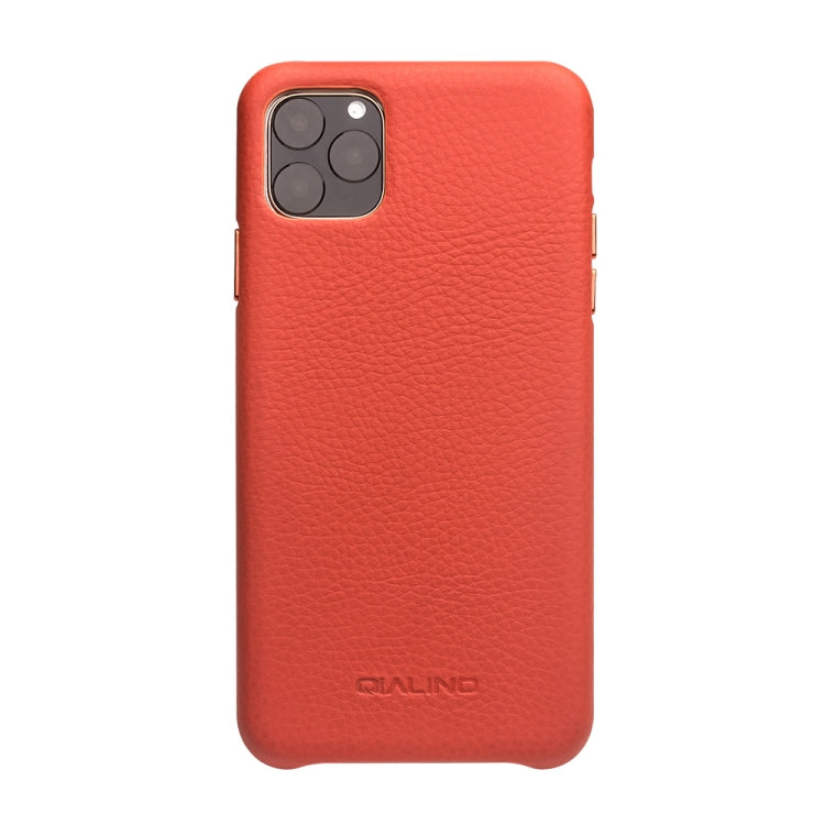 For iPhone 11 Pro QIALINO Shockproof Top-grain Leather Protective Case(Orange) - iPhone 11 Pro Cases by QIALINO | Online Shopping UK | buy2fix