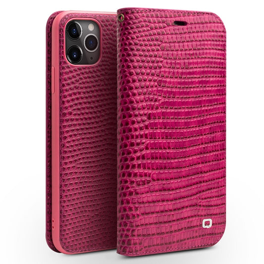 For iPhone 11 Pro QIALINO Crocodile Texture Horizontal Flip Leather Case with Wallet & Card Slots(Rose Red) - iPhone 11 Pro Cases by QIALINO | Online Shopping UK | buy2fix
