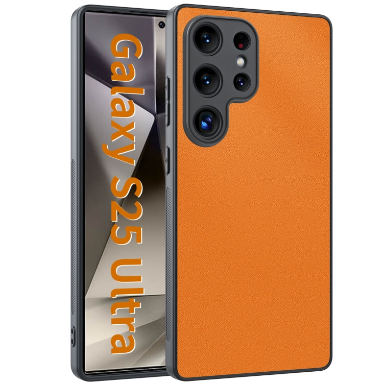 For Samsung Galaxy S25 Ultra 5G Ultra-thin Plain Skin Leather Phone Case(Orange) - Galaxy S25 Ultra 5G Cases by buy2fix | Online Shopping UK | buy2fix