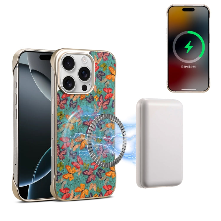 For iPhone 16 Pro Max Denior A18 Paint MagSafe Phone Case(Butterflies) - iPhone 16 Pro Max Cases by Denior | Online Shopping UK | buy2fix