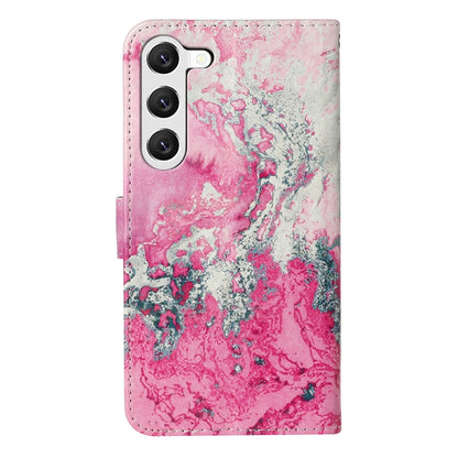 For Samsung Galaxy S25 5G Colored Drawing Marble Pattern Leather Phone Case(Pink Seawater) - Galaxy S25 5G Cases by buy2fix | Online Shopping UK | buy2fix