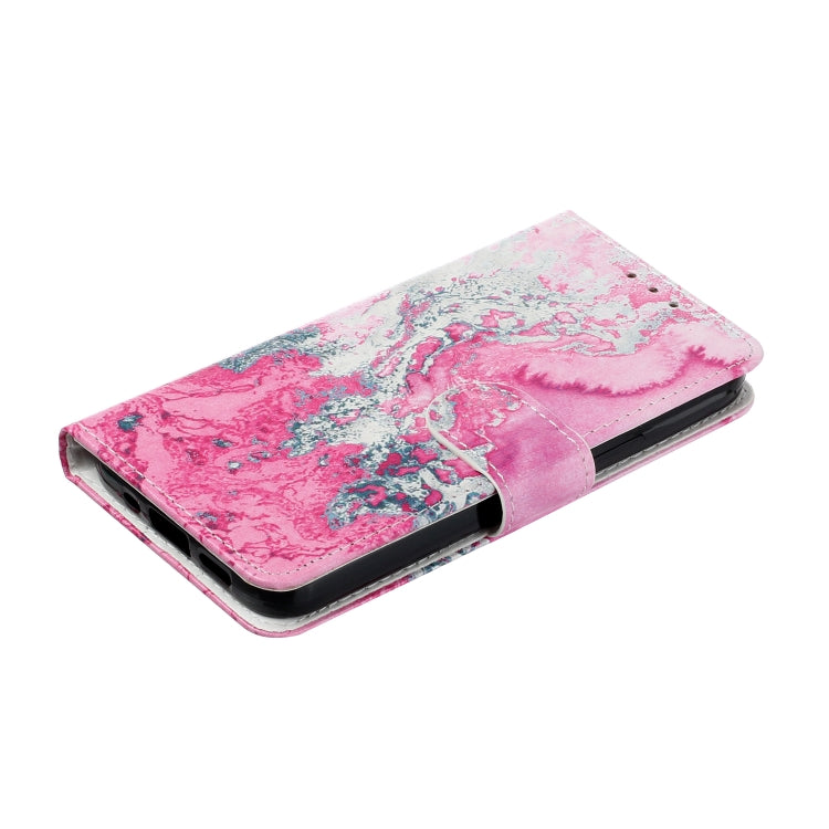 For Samsung Galaxy S25 5G Colored Drawing Marble Pattern Leather Phone Case(Pink Seawater) - Galaxy S25 5G Cases by buy2fix | Online Shopping UK | buy2fix