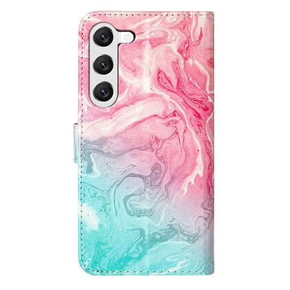 For Samsung Galaxy S25+ 5G Colored Drawing Marble Pattern Leather Phone Case(Pink Green Marble) - Galaxy S25+ 5G Cases by buy2fix | Online Shopping UK | buy2fix