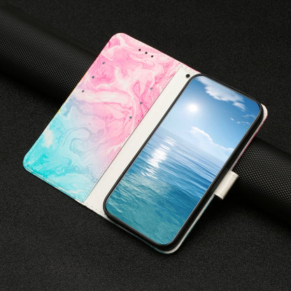 For Samsung Galaxy S25+ 5G Colored Drawing Marble Pattern Leather Phone Case(Pink Green Marble) - Galaxy S25+ 5G Cases by buy2fix | Online Shopping UK | buy2fix