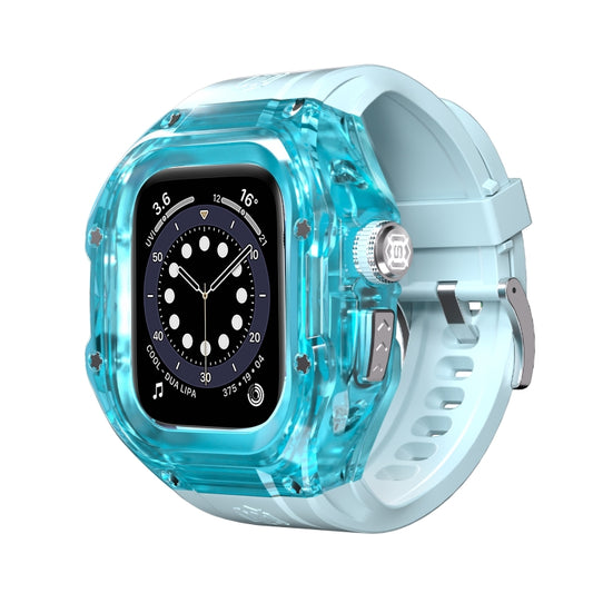 For Apple Watch Ultra 1 / 2 49mm RedPepper Armor Metal Case Integrated Silicone Watch Band(Clear Blue) - Watch Cases by RedPepper | Online Shopping UK | buy2fix