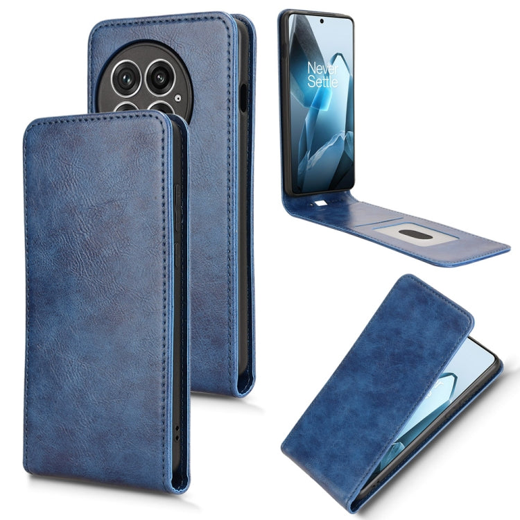 For OnePlus 13 Magnetic Vertical Flip Leather Phone Case(Blue) - OnePlus Cases by buy2fix | Online Shopping UK | buy2fix