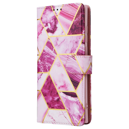 For Samsung Galaxy S25 Ultra 5G Marble Bronzing Stitching Leather Phone Case(Purple) - Galaxy S25 Ultra 5G Cases by buy2fix | Online Shopping UK | buy2fix