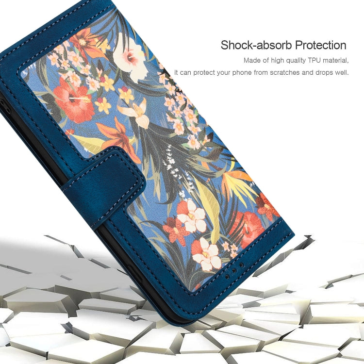 For Samsung Galaxy S25+ 5G Floral Pattern Leather Phone Case with Lanyard(Dark Blue) - Galaxy S25+ 5G Cases by buy2fix | Online Shopping UK | buy2fix