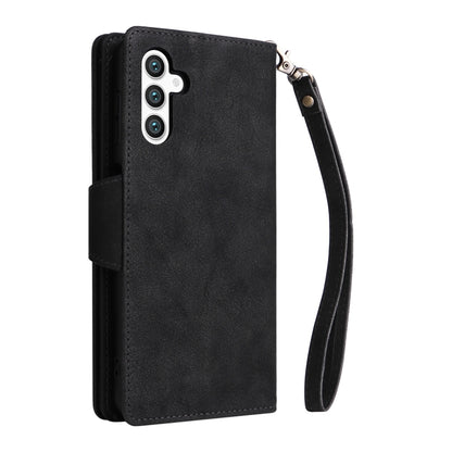 For Samsung Galaxy S25+ 5G Rivet Buckle 9 Cards Three Fold Leather Phone Case(Black) - Galaxy S25+ 5G Cases by buy2fix | Online Shopping UK | buy2fix