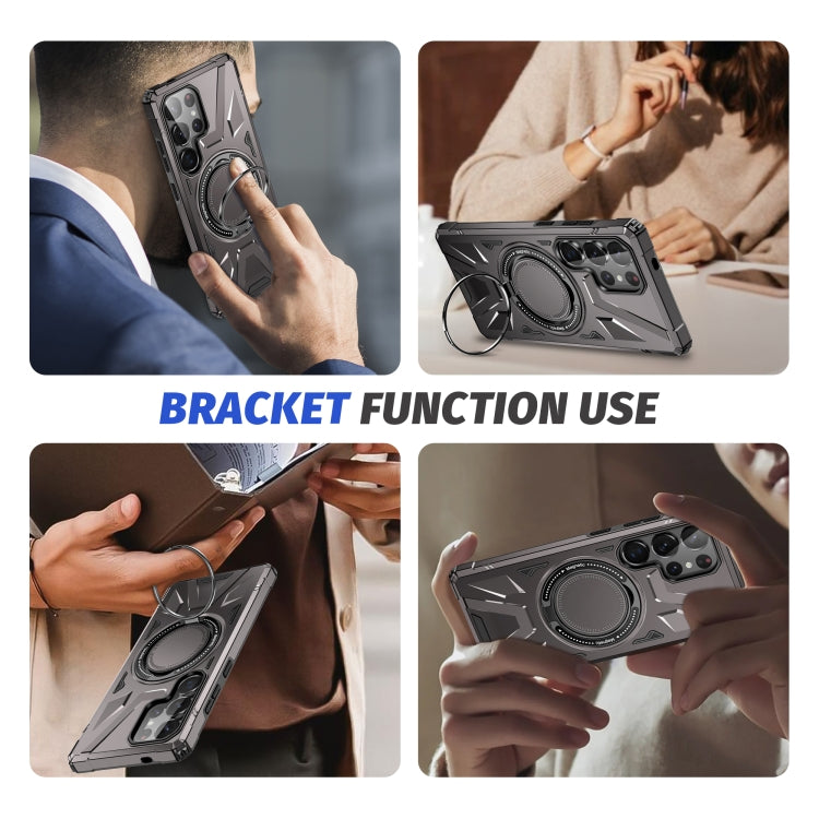 For Samsung Galaxy S25 Ultra 5G MagSafe Magnetic Shockproof Phone Case with Ring Holder(Dark Grey) - Galaxy S25 Ultra 5G Cases by buy2fix | Online Shopping UK | buy2fix