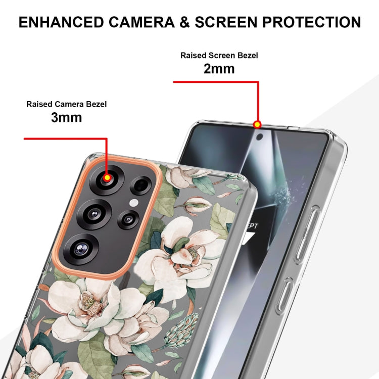 For Samsung Galaxy S25 Ultra 5G Flowers and Plants Series IMD TPU Phone Case(Green Gardenia) - Galaxy S25 Ultra 5G Cases by buy2fix | Online Shopping UK | buy2fix