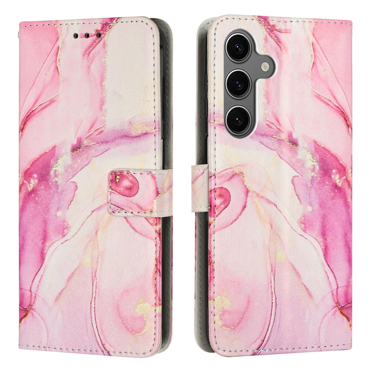 For Samsung Galaxy S25+ 5G Painted Marble Pattern Leather Phone Case(Rose Gold) - Galaxy S25+ 5G Cases by buy2fix | Online Shopping UK | buy2fix