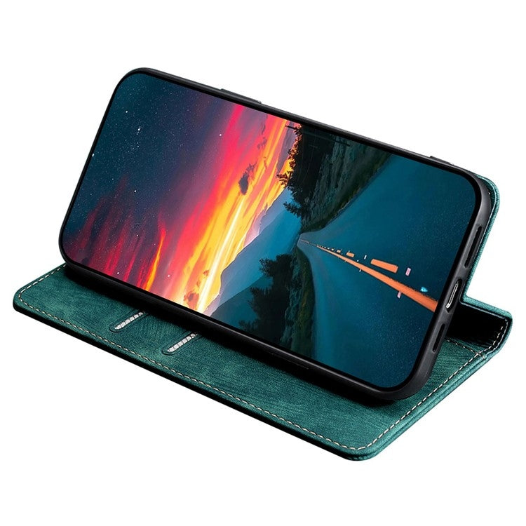 For Samsung Galaxy S25 5G RFID Anti-theft Brush Magnetic Leather Phone Case(Green) - Galaxy S25 5G Cases by buy2fix | Online Shopping UK | buy2fix