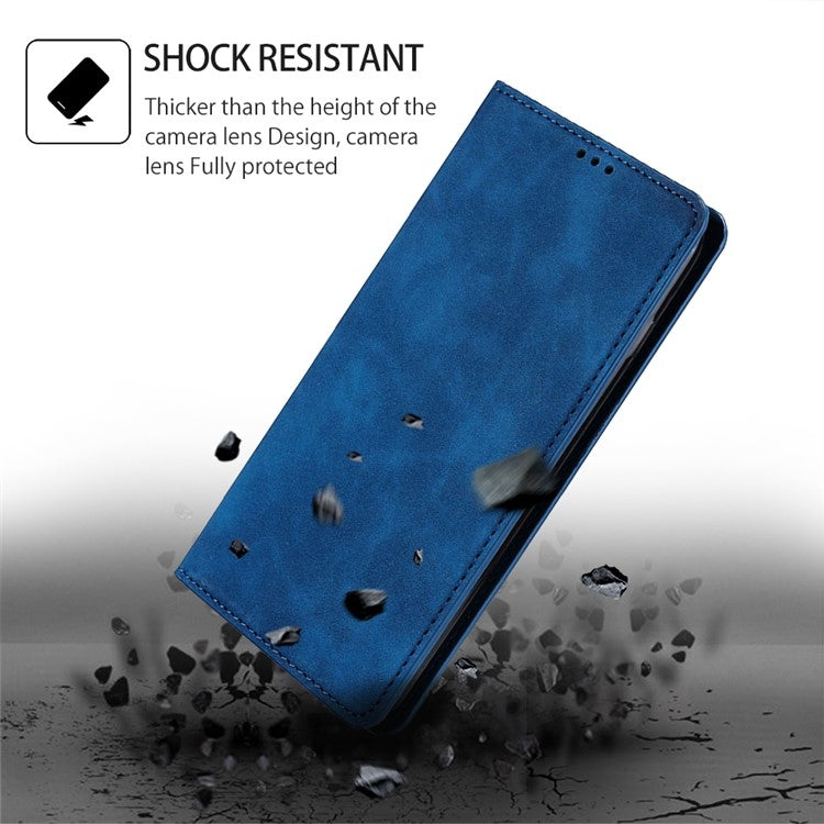 For Samsung Galaxy S25 Ultra 5G Skin Feel Magnetic Leather Phone Case(Blue) - Galaxy S25 Ultra 5G Cases by buy2fix | Online Shopping UK | buy2fix