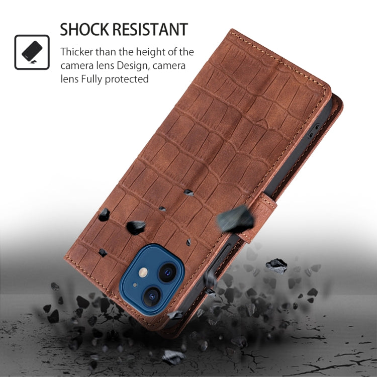 For Samsung Galaxy S25 Ultra 5G Skin Feel Crocodile Magnetic Clasp Leather Phone Case(Brown) - Galaxy S25 Ultra 5G Cases by buy2fix | Online Shopping UK | buy2fix