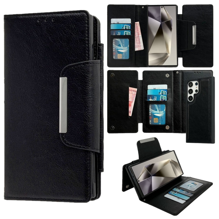 For Samsung Galaxy S25 Ultra 5G Multifunctional 7-Card Wallet Leather Phone Case(Black) - Galaxy S25 Ultra 5G Cases by buy2fix | Online Shopping UK | buy2fix